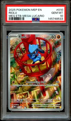 PSA 10 GEM MINT Riolu 010 MEP010 Elite Trainer MEP PROMO Pokemon Card 533 - Image 1