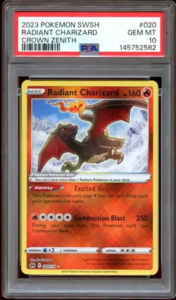 PSA 10 GEM MINT Radiant Charizard 020/159 HOLO Crown Zenith Pokemon Card 582 - Image 1