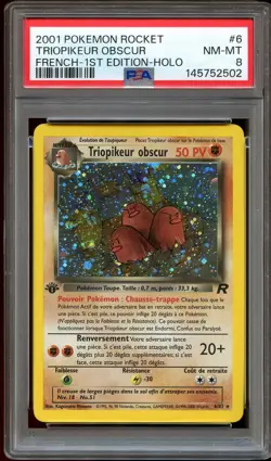 PSA 8 NM-MINT Dark Dugtrio 6/82 FRENCH 1st Edition Team Rocket Pokemon Card 502 - Image 1