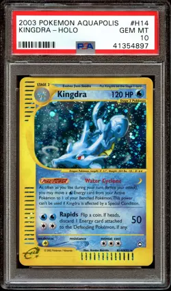 PSA 10 GEM MINT Kingdra H14/H32 HOLO RARE Aquapolis Pokemon Card - Image 1