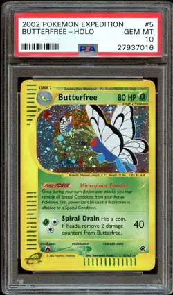 PSA 10 GEM MINT Butterfree 5/165 HOLO SWIRL Expedition Base Set Pokemon Card - Image 1