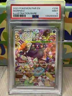 Pokemon TCG Morpeko Paradox Rift Holo Card 206/182 Illustration Rare PSA 9 - Image 1