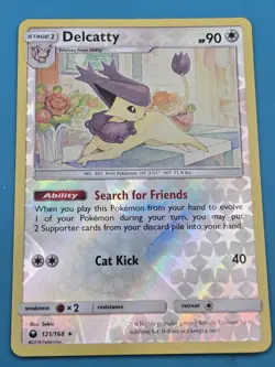 Pokemon Sun Moon Celestial Storm Delcatty 121/168 Rare Reverse Holo LP - Image 1