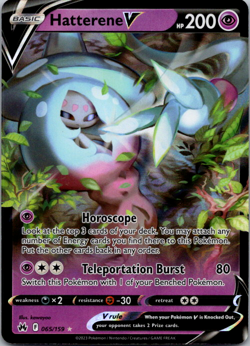 Hatterene V 065/159 Pokemon Crown Zenith Sword & Shield Ultra Rare Holo NM - Image 1