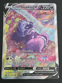 Pokemon Galarian Slowking V Full Art Single Strike Ultra Rare 179/198 Chilling.. - Image 1