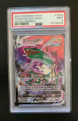 2022 Pokemon Sword & Shield Silver Tempest TG20 Fa/Rayquaza Vmax PSA 9 - Image 1