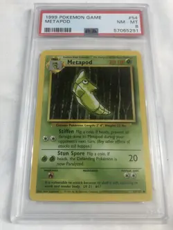 1999 POKEMON #54 METAPOD BASE SET UNLIMITED NM-MT PSA 8 - Image 1