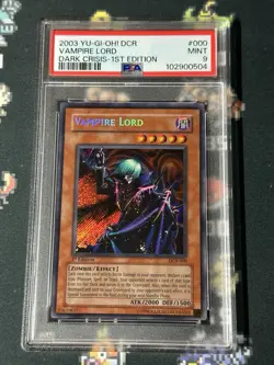Yu-Gi-Oh! 2003 Vampire Lord DCR-000 1st Edition Secret Rare PSA 9 MINT - Image 1