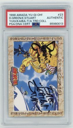 PSA Signed Dan Green Eric Stuart Yugioh Yugi vs Seto Kaiba 23 1998 Amada Vintage - Image 1