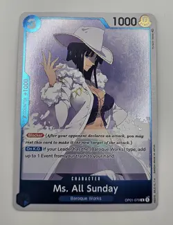 Bandai One Piece CCG Ms. All Sunday OP01-079 Rare Foil Romance Dawn Blocker - Image 1