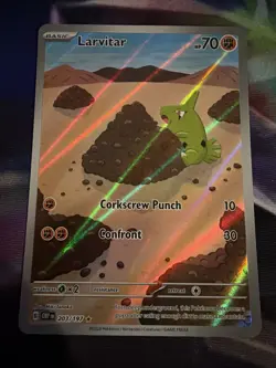 Pokemon TCG Larvitar Holo Card 203/197 SV03 Obsidian Flames Illustration Rare - Image 1