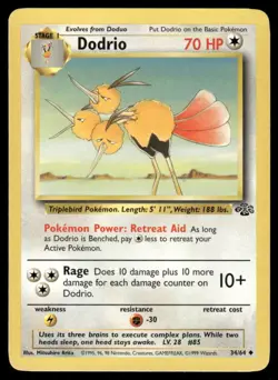 Pokemon Cards Dodrio 34/64 Jungle WOTC Uncommon NM - Image 1
