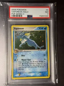 Pokemon Pop Series 3 Vaporeon 6/17 PSA 7 WITH SWIRL - Image 1