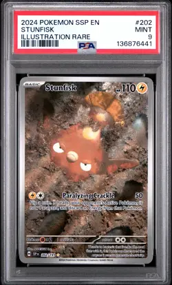 2024 POKEMON SSP EN-SURGING SPARKS ILLUSTRATION RARE #202 STUNFISK PSA 9 - Image 1