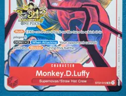 Monkey.D.Luffy #ST01-012 | 3rd Anniversary Stamped Promo | One Piece TCG | NM - Image 3