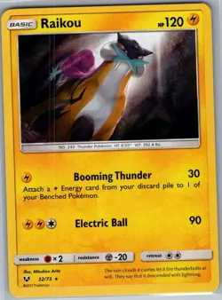 Raikou 32/73 Holo Shining Legends - Pokemon Card - NM - Image 1