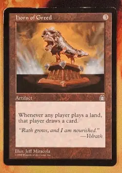 Magic: The Gathering Horn of Greed Stronghold Rare Artifact Colorless Regular - Image 1