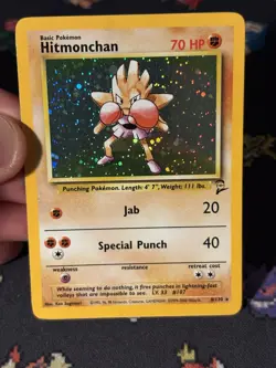 Pokemon Cards Hitmonchan 8/130 Holo Rare Base Set 2 - (NM) - Image 2