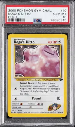 2000 POKEMON GYM CHALLENGE HOLO #10 KOGA'S DITTO PSA 10 - Image 1