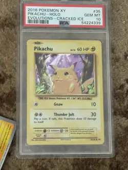 2016 POKEMON XY EVOLUTIONS CRACKED ICE #35 PIKACHU-HOLO PSA 10 - Image 1