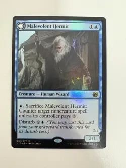 Malevolent Hermit / Benevolent Geist Foil MTG Magic Gathering Card NM Mint MID - Image 1
