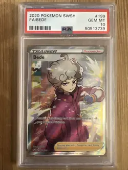 Bede - 199/202 - Pokemon Sword & Shield Base Set Full Art Rare Card PSA 10 - Image 1