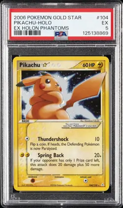 2006 POKEMON EX HOLON PHANTOMS GOLD STAR #104 PIKACHU-HOLO PSA 5 - Image 1