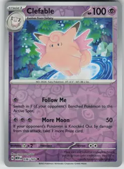 Pokemon TCG Clefable Uncommon Reverse Holo SV: Scarlet & Violet 151 036/165 - Image 1
