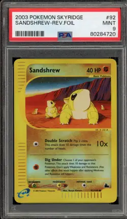 Pokemon Sandshrew Skyridge Reverse Holo #92 PSA 9 Mint - Image 1