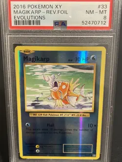 Pokemon TCG Magikarp Evolutions 33/108 Reverse Holo Common PSA 8 NM-MT 2016 - Image 1