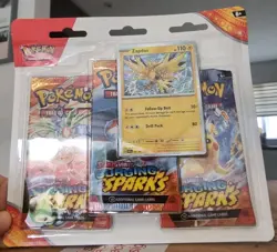 Pokemon TCG: Scarlet & Violet Surging Sparks 3-Pack Blister (Zapdos) - New - Image 1