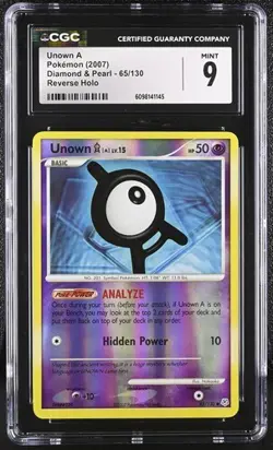 Unown [A] 65/130 CGC 9 Pokemon Reverse Holo Diamond and Pearl - Image 1