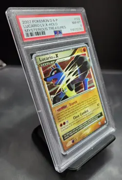 2007 POKEMON DIAMOND PEARL LUCARIO LV.X HOLO MYSTERIOUS TREASURES 122/123 PSA 8 - Image 2