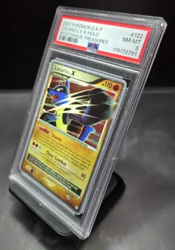 2007 POKEMON DIAMOND PEARL LUCARIO LV.X HOLO MYSTERIOUS TREASURES 122/123 PSA 8 - Image 3