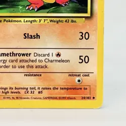 Pokemon Charmeleon 24 /102 BS Base Set Unlimited Vintage 1999 LP - Image 4