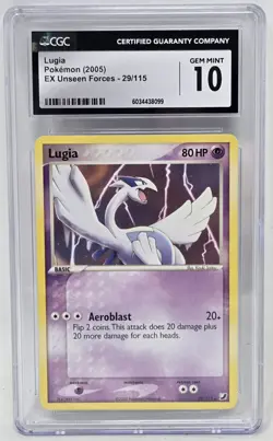 CGC 10 Lugia #29 2005 Pokemon EX Unseen Forces Gem Mint Pokemon Card Graded - Image 1