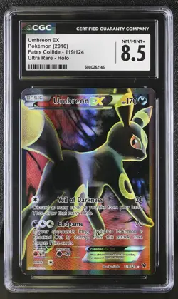 CGC 8.5 Umbreon EX 2016 Fates Collide 119/124 Ultra Rare Holo Pokemon Card - Image 1