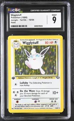 CGC 9 MINT Wigglytuff 1999 Jungle 1st Edition 16/64 Holo Pokemon Card - Image 1