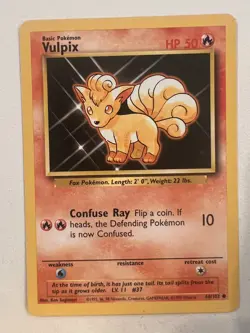 Vulpix - Shadowless Base Set - 68/102 - Pokemon Trading Card NM - Image 1