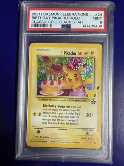 2021 POKEMON CELEBRATIONS CLASSIC COLLECTION #24 BIRTHDAY PIKACHU-HOLO PSA 9 - Image 1