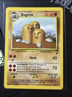 Dugtrio 23/130, Base Set 2, Non Holo Rare, Pokemon TCG, WOTC, Vintage 2000, NM - Image 1