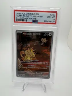 PSA 10 Team Rocket's Meowth #203/182 - Destined Rivals Pokemon TCG - Image 1