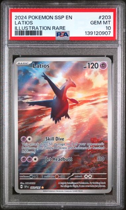 2024 Pokemon Surging Sparks SSP EN Latios Illustration Rare 203 PSA 10 203/191 - Image 1
