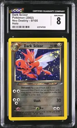 Pokemon Neo Destiny Dark Scizor 9/105 Holo CGC 8 (PACK FRESH) - Image 1