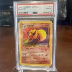 POKEMON FLAREON 19/64 JUNGLE 1999 PSA 8 RARE REGULAR UNLIMITED ENGLISH 70HP - Image 1