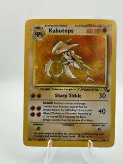 Pokemon TCG Kabutops Fossil 9/62 Holo Unlimited Holo Rare Vintage 1999 LP - Image 1