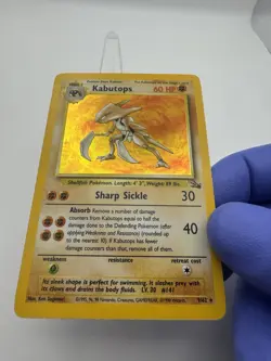 Pokemon TCG Kabutops Fossil 9/62 Holo Unlimited Holo Rare Vintage 1999 LP - Image 2