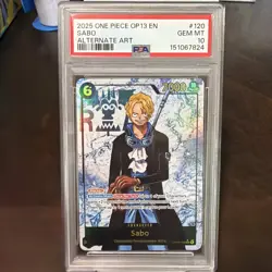 2025 ONE PIECE OP13 120 CARRYING ON HIS WILL SABO SEC ALT ART PARALLEL PSA 10 - Image 1