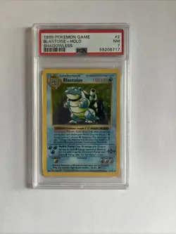 Shadowless BLASTOISE NM-Holo #2/102 PSA 7 1999 Pokemon Card Game Base Set - Image 1