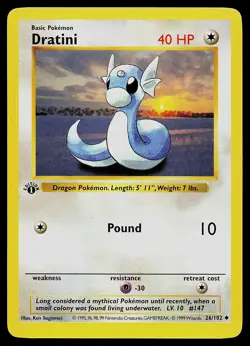 Pokemon Card - Dratini Base Set (Shadowless) 26/102 Uncommon 1st Edition - Image 1